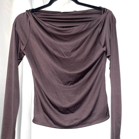 Elegant Brown Long Sleeve Women's Top - Picture 1 of 3